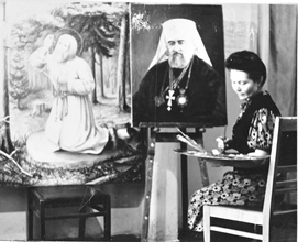 Наталия Сергеевна Якимова за работой. Новосибирск, март 1959 г.