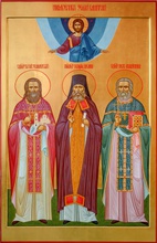 Новомученики земли Каширской. <br> Второй справа —
 священномученик Сергий  (Знаменский)<br> Ист.: Бутовский синодик