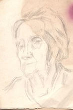 Мария Парфеньевна Свешникова (Ремезова), внучка священника Павла Каринского. Рисунок из альбома Георгия Николаевича Андронова.<br>Ист.: geni.com