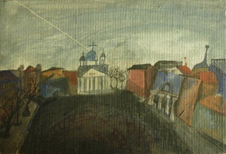 Иван Сотников. Троицкий собор. Ленинград, 1977. Холст, масло. Из собрания Татьяны Сотниковой-Ратнер <br> Ист.: ivansotnikov.art