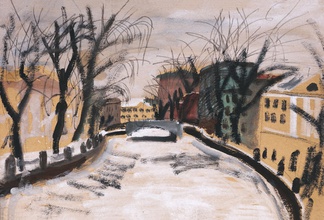 Иван Сотников. Канал Грибоедова
1980-е. Картон, масло <br> Ист.: ivansotnikov.art