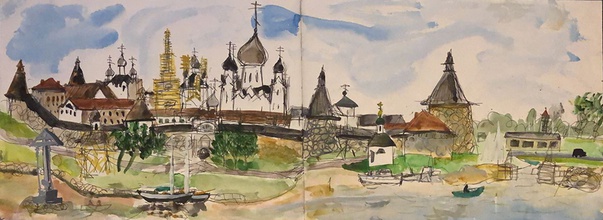 Иван Сотников. Соловки, 2004. Бумага, акварель. Из собрания семьи автора <br> Ист.: ivansotnikov.art