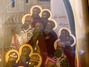 Фрагмент иконы Собора Радонежских Святых в притворе Троицкого собора Свято-Троицкой Сергиевой Лавры, на которой изображен прмч. Максимилиан (Марченко)<br><i>Фотография предоставлена игум. Сергией (Ежиковой)</i>