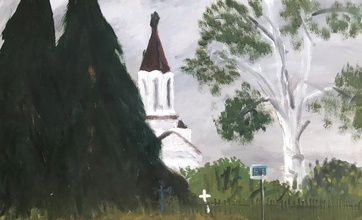 Иван Сотников. Храм Рождества Богородицы. Пос. Кирва. Холст, масло. Из собрания семьи автора <br> Ист.: ivansotnikov.art