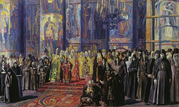 «Реквием. Русь уходящая». Эскиз. 1935–1959 гг. Художник Павел Корин. Ист.: «Протодиакон — певец»