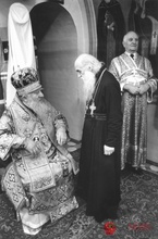 Митрополит Иоанн (Вендланд) и архимандрит Михей (Хархаров). 1987.<br>Ист.: Иоанн (Вендланд) ...
